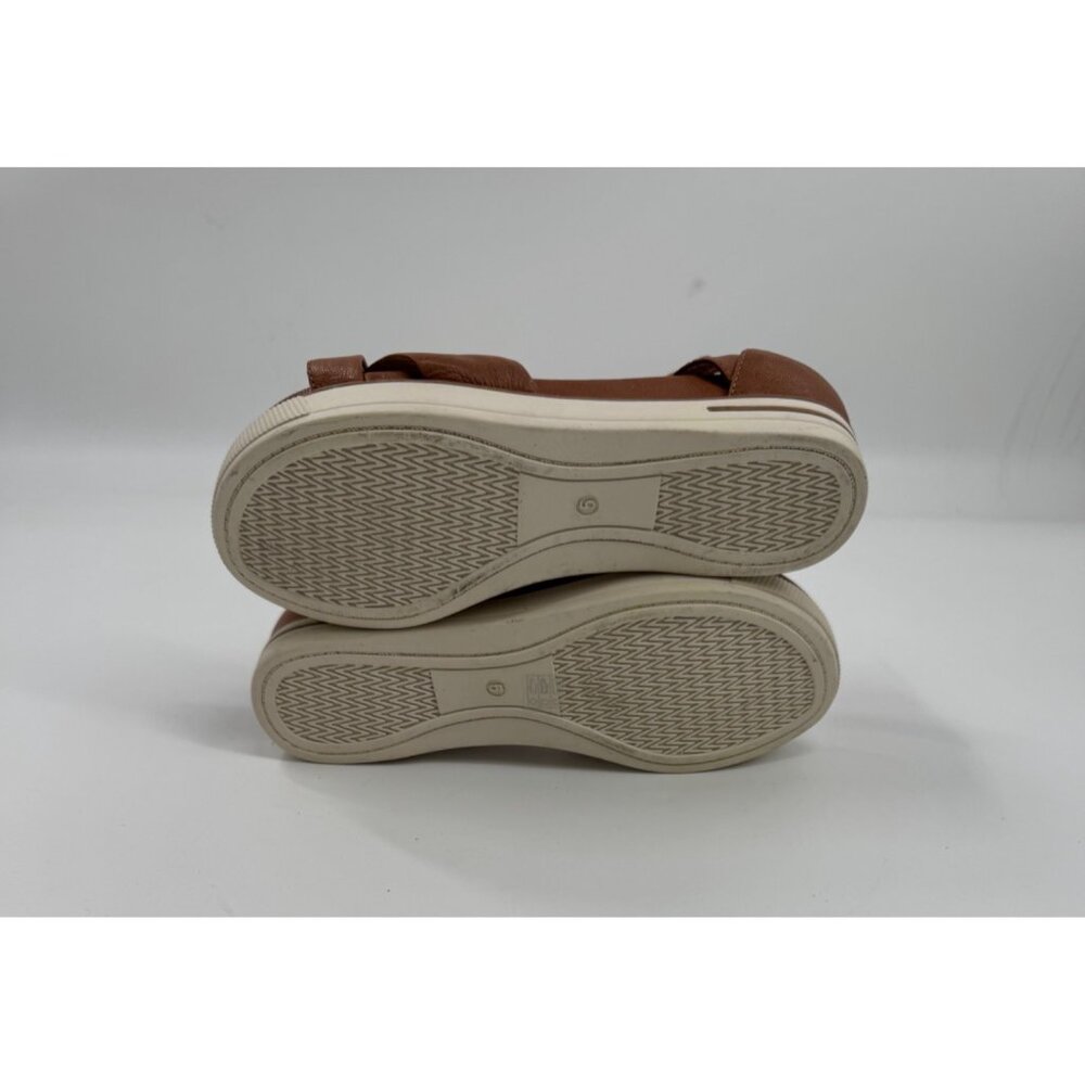 Eileen Fisher Sally Wedge Brown Leather Strappy Sandals With Ankle Strap & Zip - Picture 8 of 8